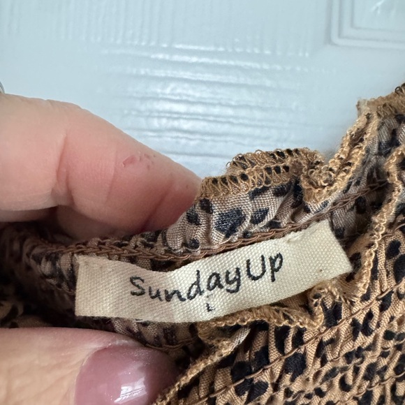 Leopard print smocked tie maxi dress size L color - Picture 3 of 6